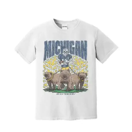 Michigan Wolverines NCAA Football Tee, Vintage College Graphic Football Shirt, Dead Man Retro Print Design, Gift For Fans University Football