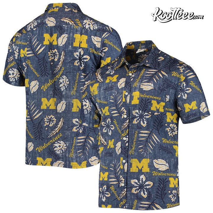 Michigan Wolverines Vintage Floral Hawaiian Shirt