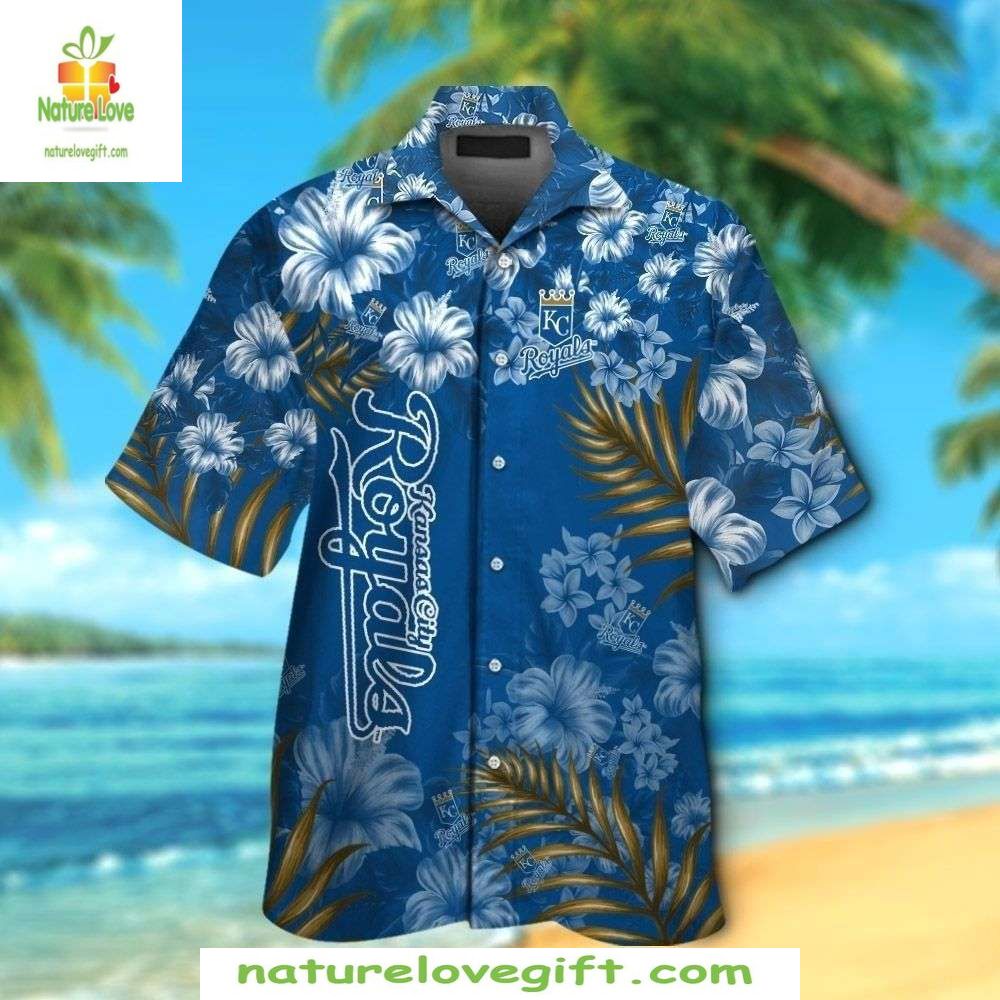 Kansas City Royals Hawaiian Shirt Midnight Floral MLB Baseball Apparel