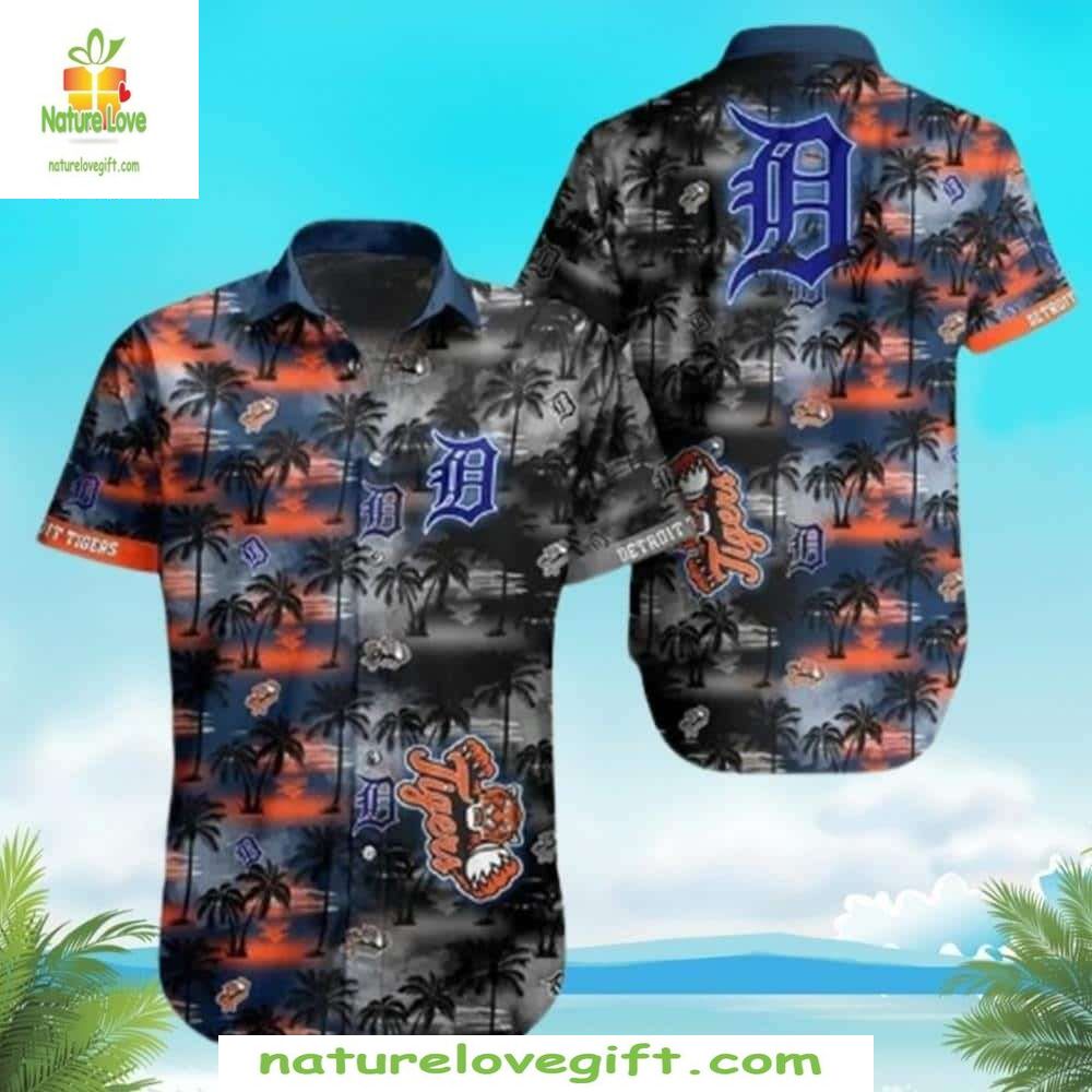 Detroit Tigers Hawaiian Shirt Midnight Palm Stylish Baseball Apparel