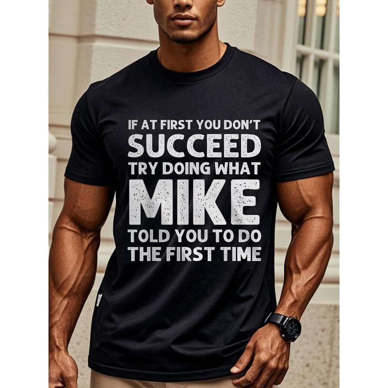 Mike's Advice" Funny Graphic Cotton T-Shirt for Men - Moisture-Wicking, Crew Neck, Casual & Outdoor Wear Made in USA