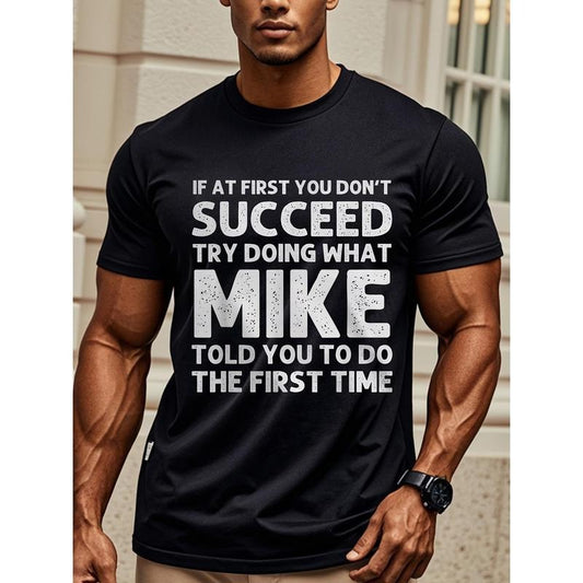 Mike's Advice" Funny Graphic Cotton T-Shirt for Men - Moisture-Wicking, Crew Neck, Casual & Outdoor Wear Made in USA