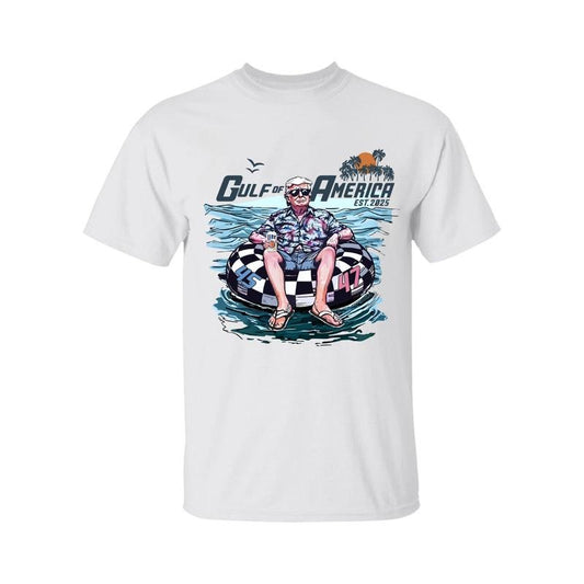 Miler Lite Trum Chillin on the Gulf of America Shirt, Miler Lite Shirt, Crewneck Graphic Printed Unisex Cotton T-shirt for Men for Women