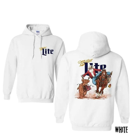 Miler Lite With Santa Claus Noel Hoodie,  Miler Lite Shirt, Reindeer Shirt, Merry Christmas Shirt, Gift For Men, Gift For...