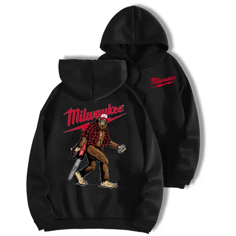 Milwaukee Bigfoot Men's Hoodie - Full Color 2 Sided T-Shirt - Classic Collar Sweatshirt