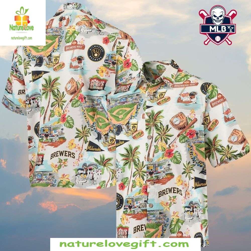 Milwaukee Brewers Hawaiian Shirt MLB Aloha Stadium Print Baseball Apparel