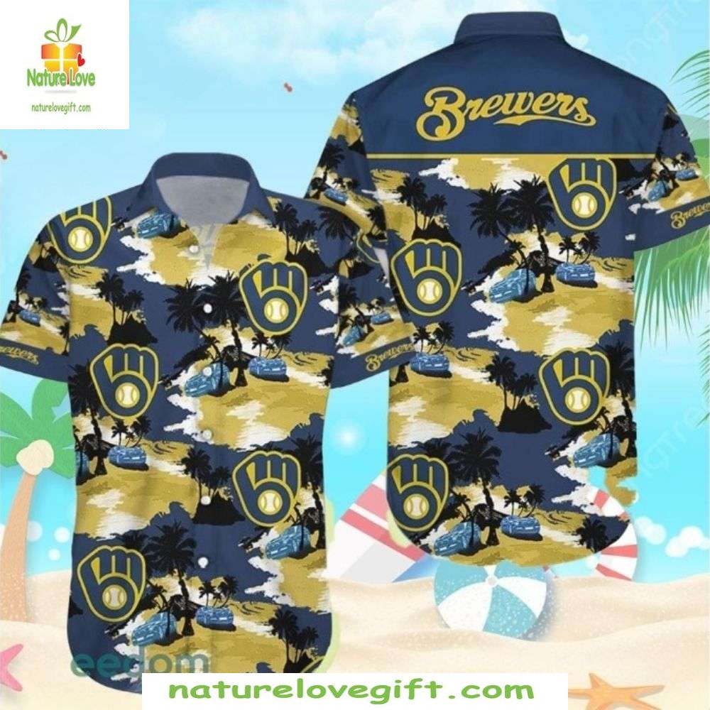 Milwaukee Brewers Hawaiian Shirt Tropical Beachfront Party MLB Baseball Apparel