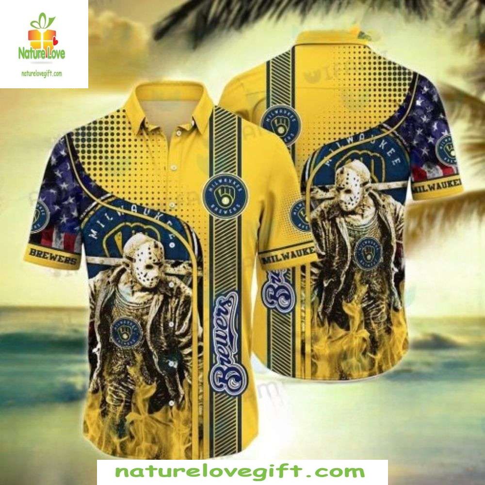 Milwaukee Brewers Hawaiian Shirt Jason Voorhees Halloween Baseball Apparel
