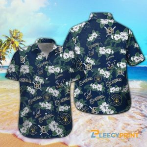 Milwaukee Brewers MLB Flowers Pattern Short Hawaiian Shirt