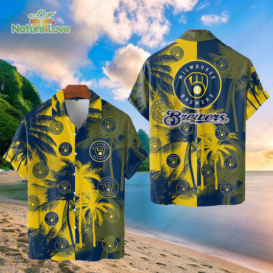 Milwaukee Brewers Tropical Palm Trees MLB Hawaiian Shirt