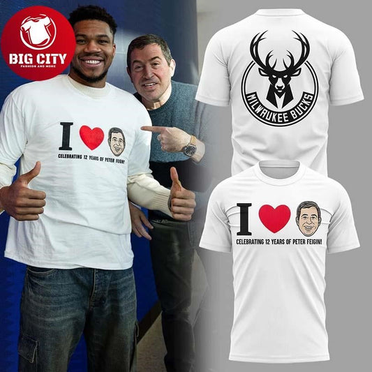 Milwaukee Bucks CELEBRATING 12 YEARS OF PETER FEIGIN Two Sided Shirt