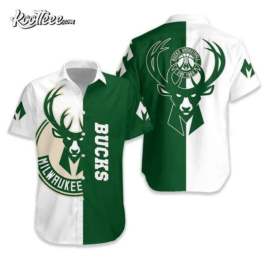 Milwaukee Bucks Short Sleeve Curved Hawaiian Shirt