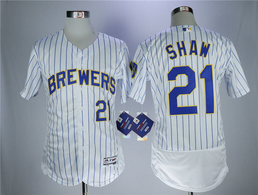 Milwaukee Brewers #21 Travis Shaw White Elite