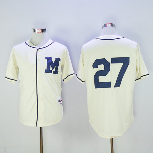 Milwaukee Brewers #27 Brewers 27 Off-White 1913 Retro