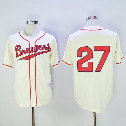 Milwaukee Brewers #27 Brewers 27 Off-White 1948 Retro