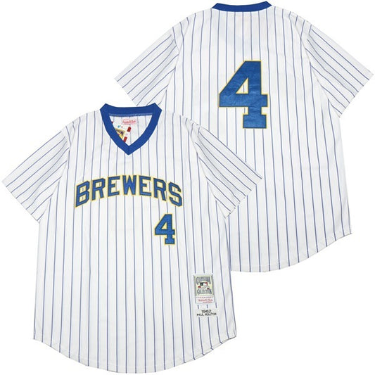 Milwaukee Brewers #4 Paul Molitor Brewers 4 White Blue 1982 Retro