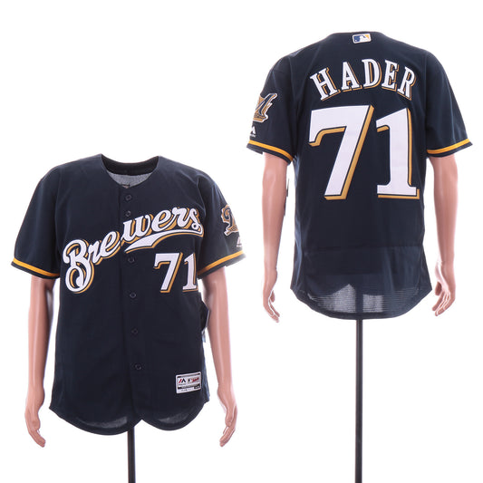 Milwaukee Brewers #71 Josh Hader Brewers 71 Navy Elite
