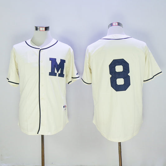 Milwaukee Brewers #8 Brewers 8 Off-White 1913 Retro