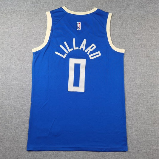 Milwaukee Bucks #0 Damian Lillard Bucks 0 Blue City Edition s-xxl Style 1