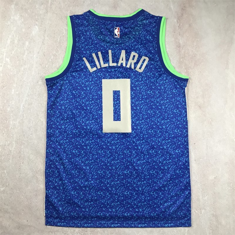 Milwaukee Bucks #0 Damian Lillard Hot Press Bucks 0 Blue City s-xxl Style 1