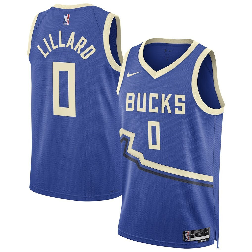 Milwaukee Bucks #0 Damian Lillard Unisex 202425 Swingman Player Jersey - City Edition - Royal