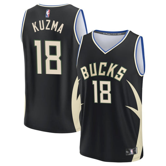 Milwaukee Bucks #18 Kyle Kuzma Statement Edition - Black