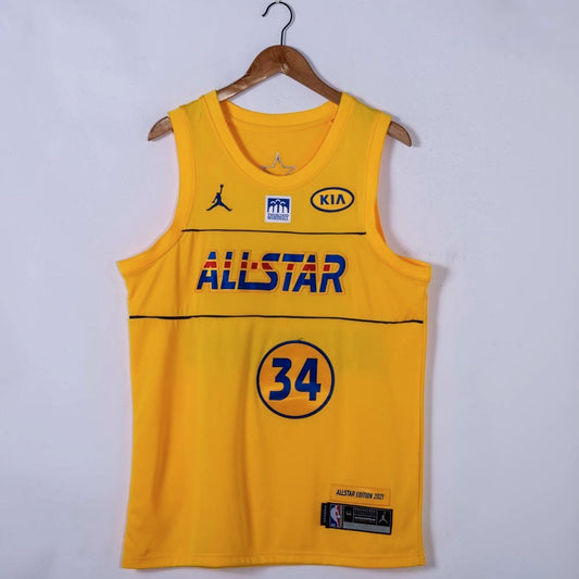 Milwaukee Bucks #34 Giannis Antetokounmpo 2021 All-Star 34 # Yellow Style 2