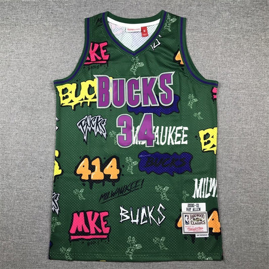 Milwaukee Bucks #34 Ray Allen Bucks 34 Green s-xxl Style 2