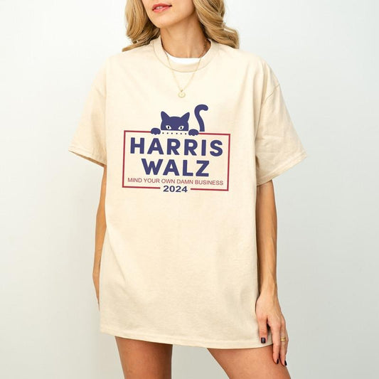 Mind Your Own Damn Business Harris Walz Shirt, Kamala Tim Walz President VP 2024 US Election Shirt, Democrat Shirt Vote...
