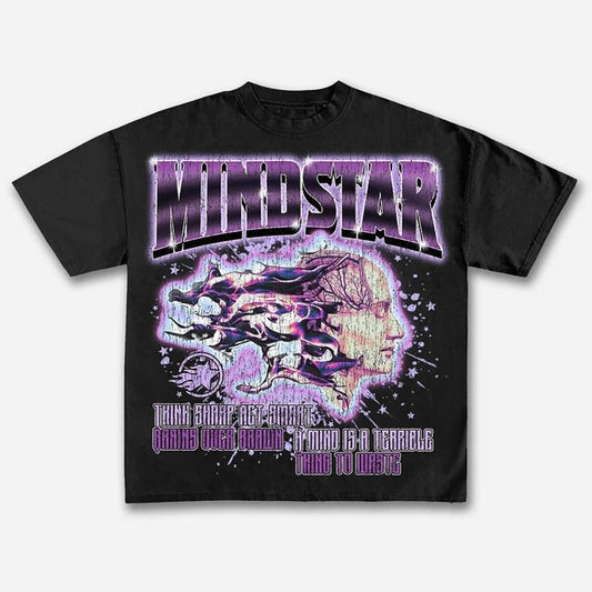 Mindstar-Burning Thinking Classic Printed Cotton T-Shirt Casual Oversized Y2k Streetwear Top Graphic Tee for Men Women