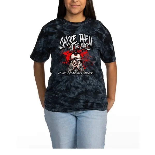 Choke them on the Ashes of the Dreams They Burned Tie Dye/Mineral Wash Crewneck T Shirt Aesthetic Pullover | Punk Rocker...