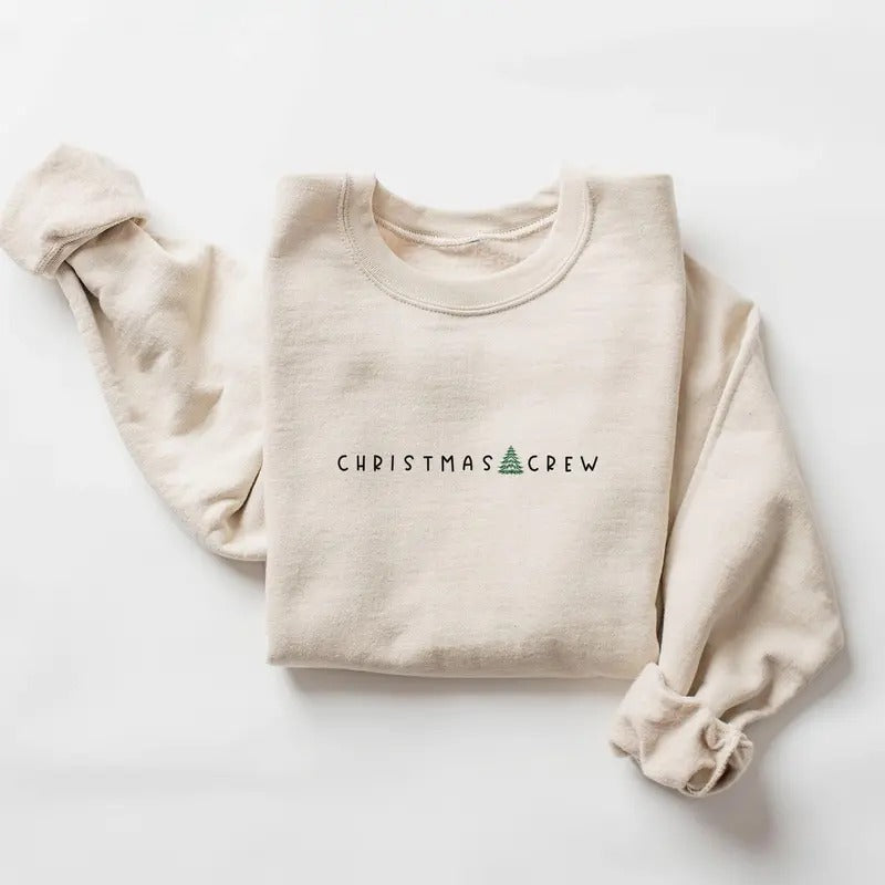 Minimalist Christmas Crew Sweatshirt, Coordinating Matching Family Shirts, Christmas Tree Unisex Crewneck Hoodie Cotton...