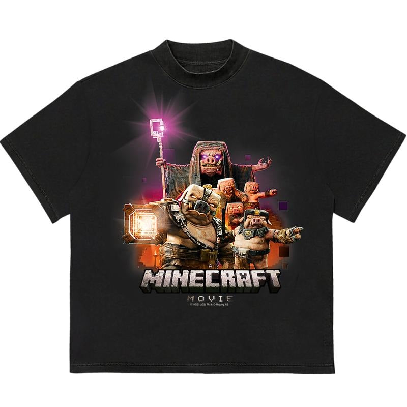 Minnecraft Movie T-Shirt Comfortable Fit for All-Day Wear Trendy Cotton with Graphic Print