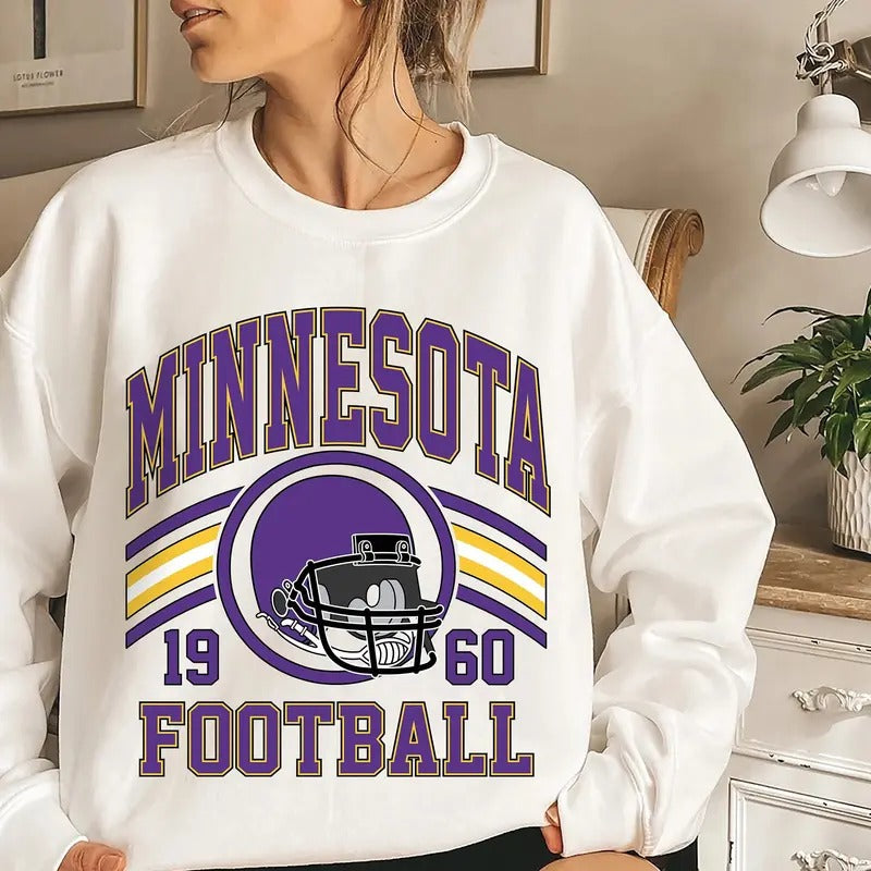 Minnesota Football Sweatshirt, Football Fan Crewneck, Retro Minnesota Football Gift for Women, Minnesota Clothing,...