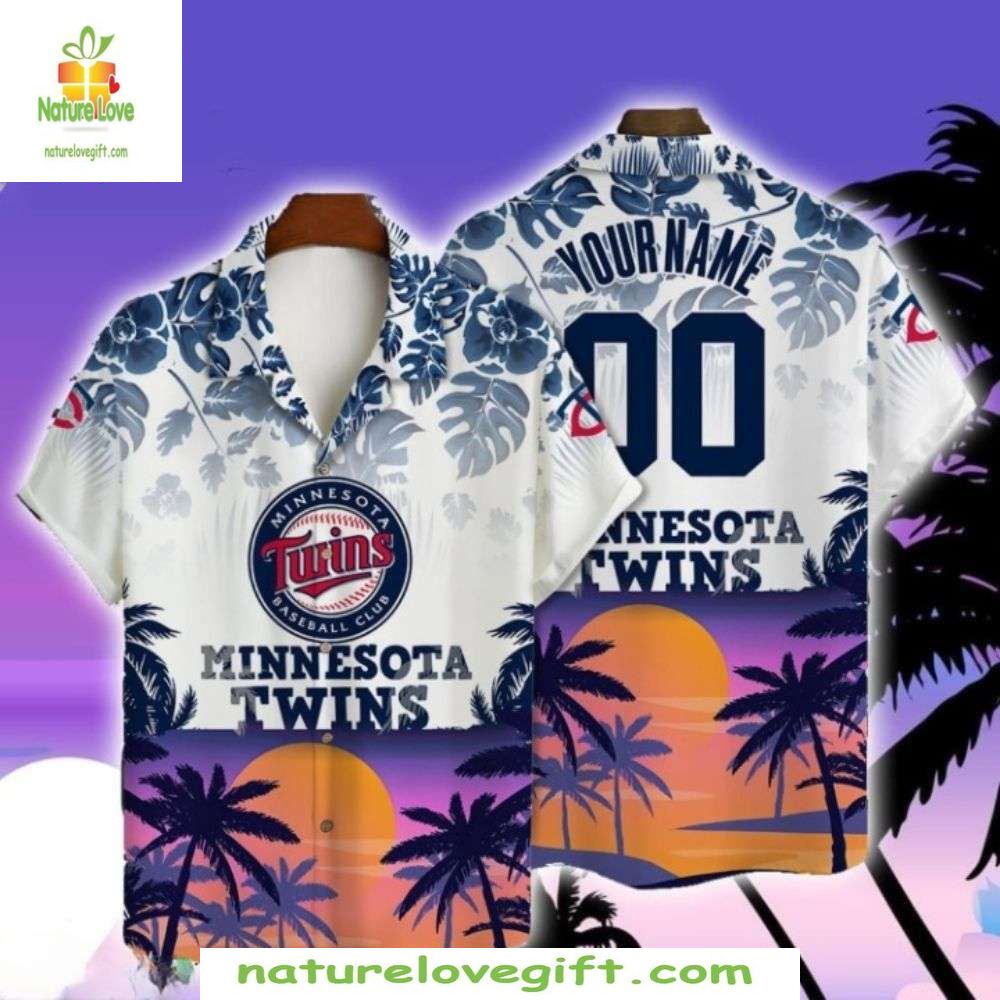 Minnesota Twins Hawaiian Shirt Custom Tropical Sunset Aloha Baseball Apparel