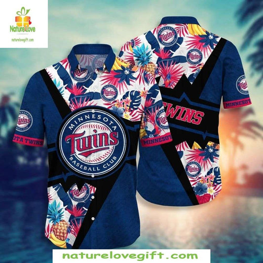 Minnesota Twins Hawaiian Shirt Floral Crest Aloha Baseball Apparel