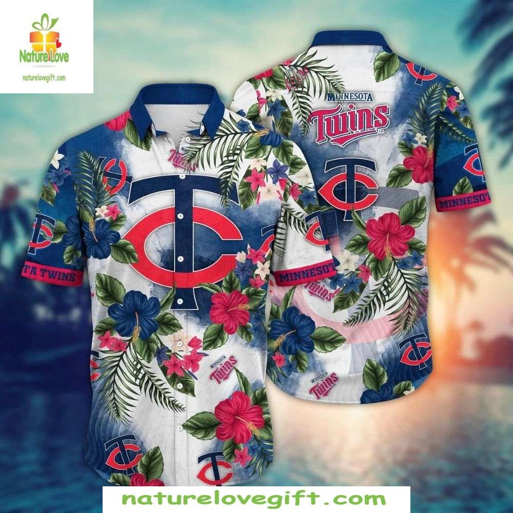 Minnesota Twins Hawaiian Shirt Hibiscus Flowers MLB Baseball Apparel