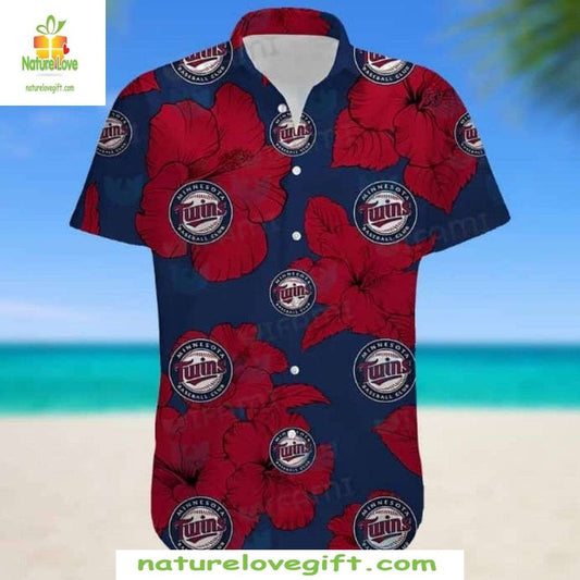 Minnesota Twins Hawaiian Shirt Red Hibiscus Stylish Baseball Apparel