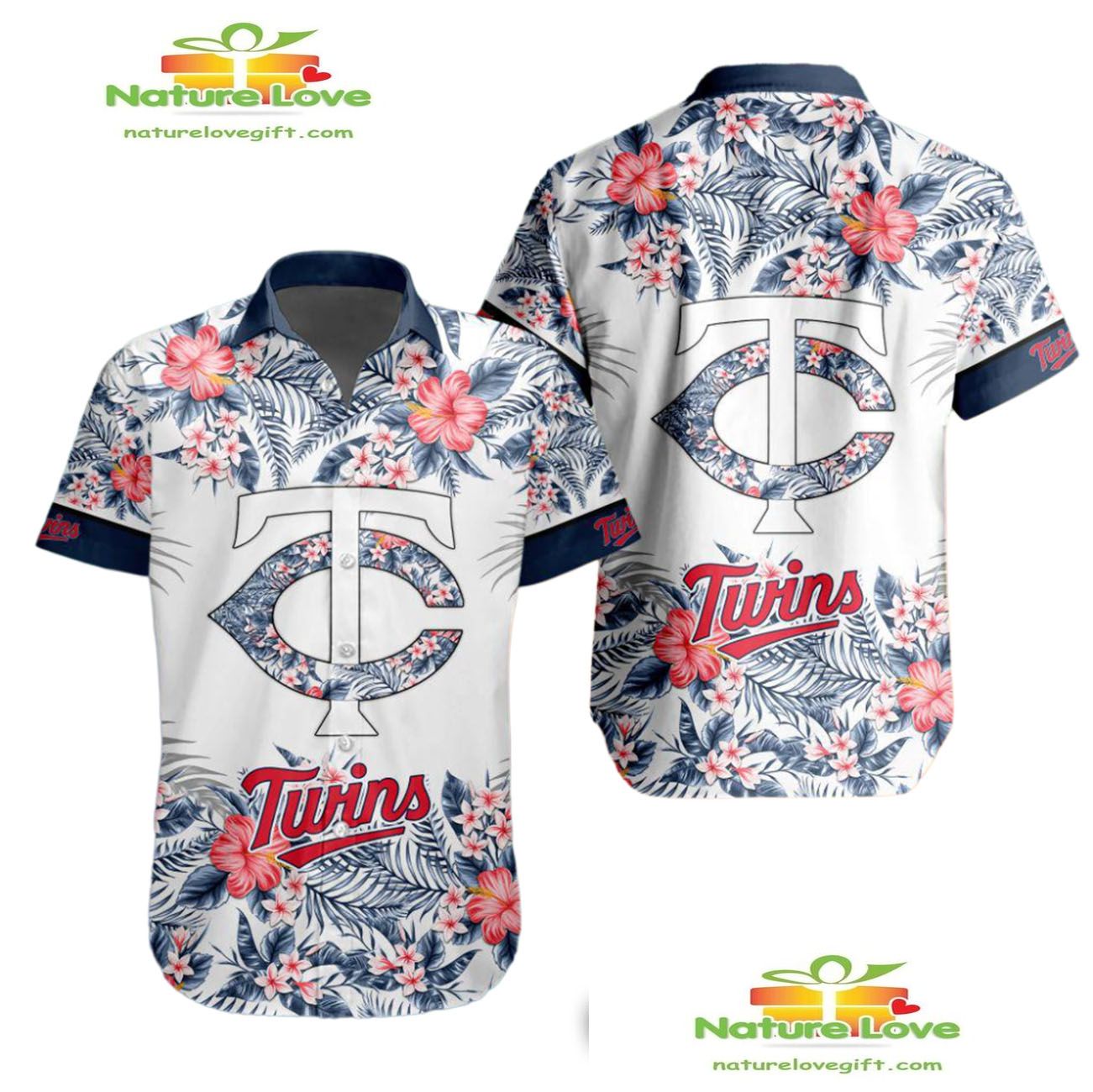 Minnesota Twins Hawaiian Shirt Tropical Flower Aloha Shirt for Men Women