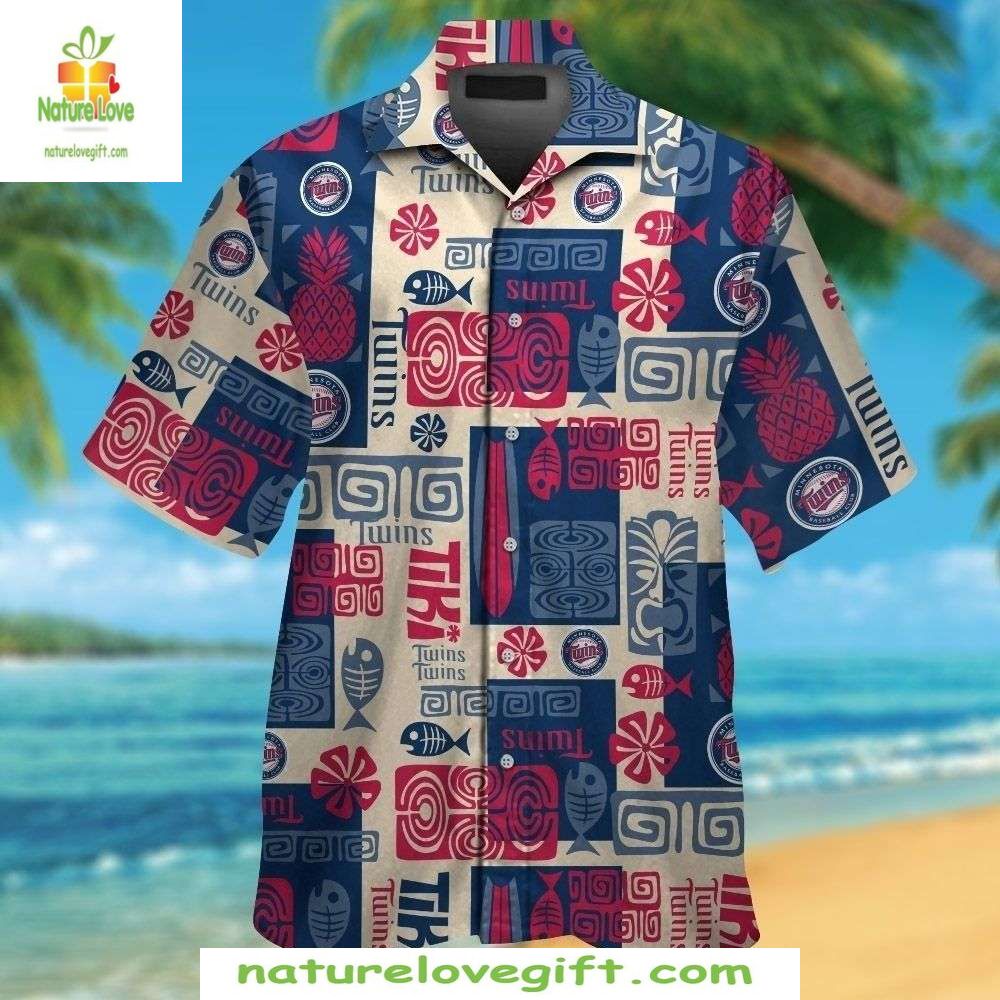 Minnesota Twins Hawaiian Shirt Tribal Tropical Patterns Baseball Apparel