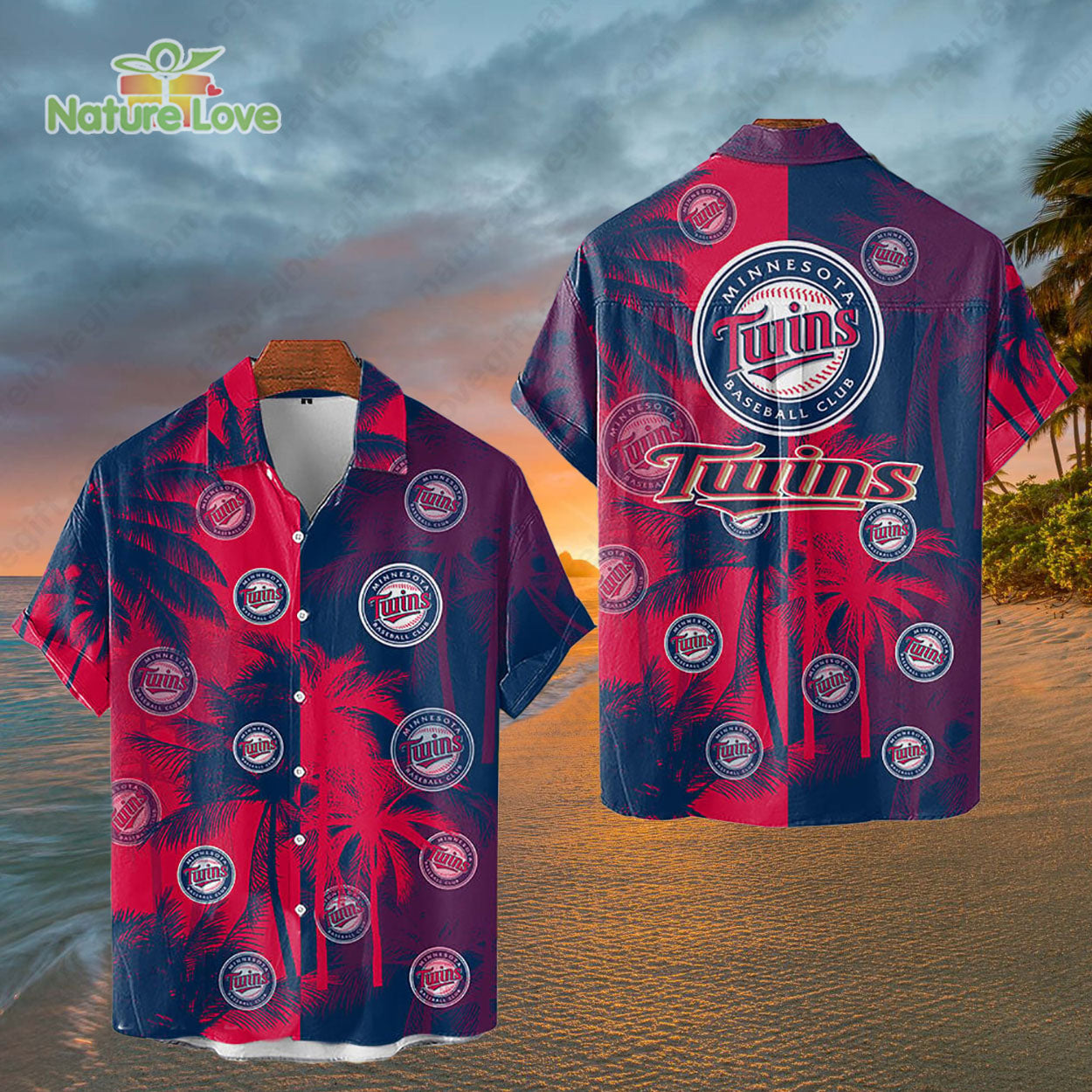 Minnesota Twins Tropical Palm Trees MLB Hawaiian Shirt