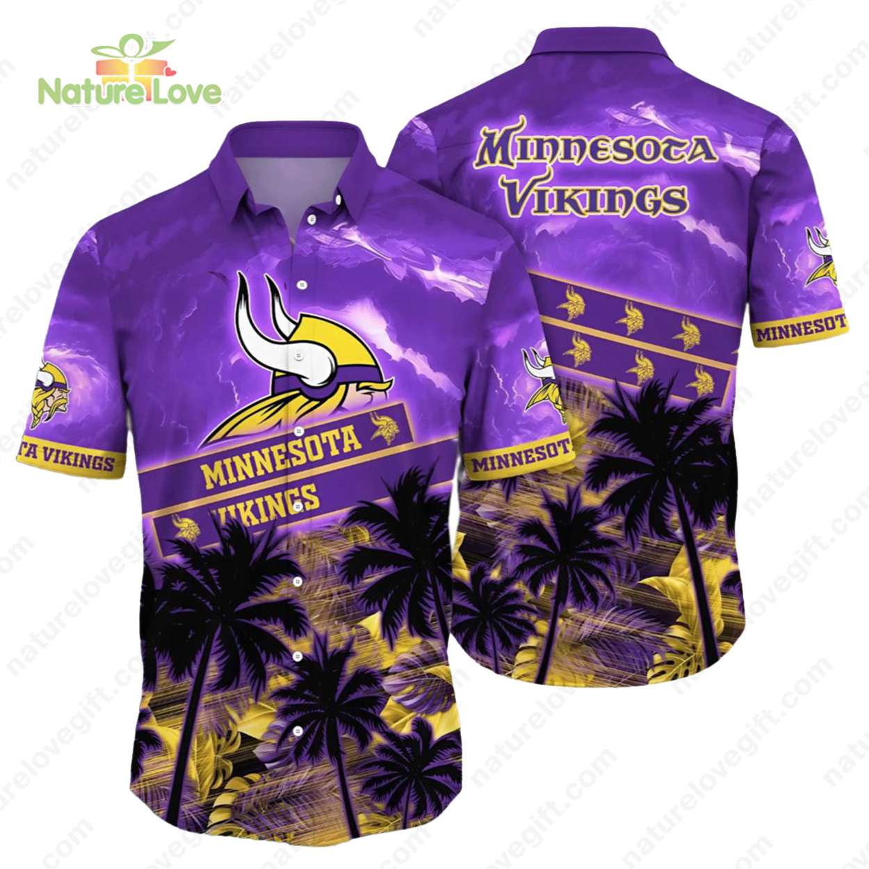 Minnesota Vikings Lush Palm Hawaiian Shirts