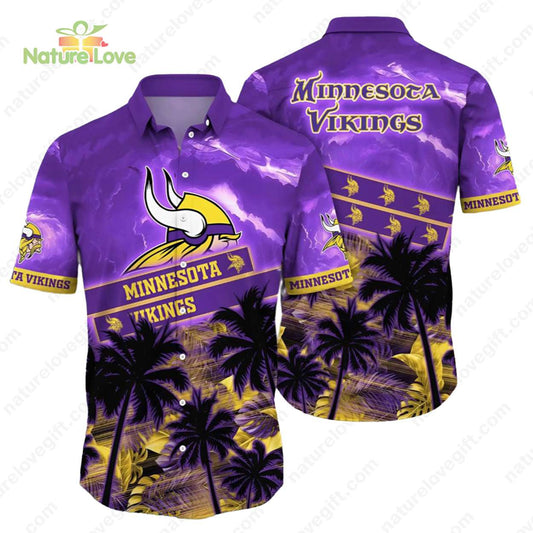 Minnesota Vikings Lush Palm Hawaiian Shirts