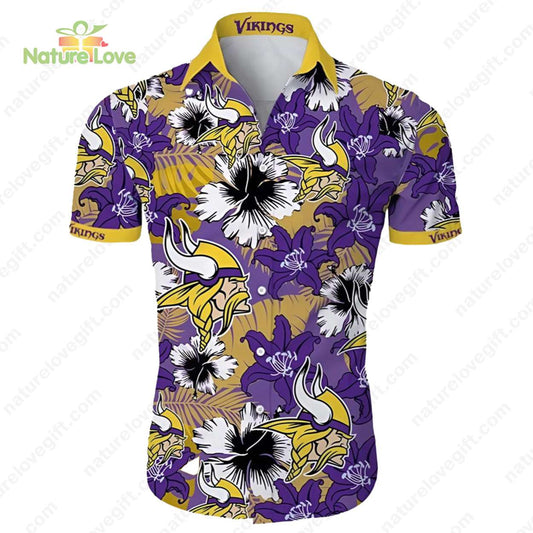 Minnesota Vikings Painting Flowers Tropical Hawaiian Shirt