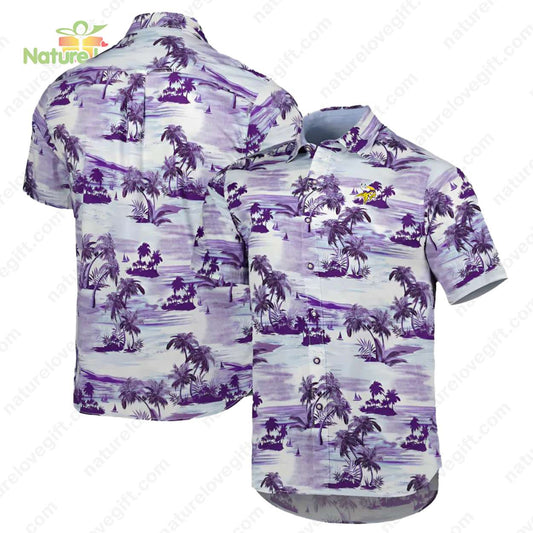 Minnesota Vikings Palm Tree Men’s Tropical Button-Down Hawaiian Shirt