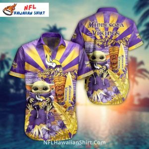 Minnesota Vikings Tropical Sunset Aloha Shirt - Tiki Theme