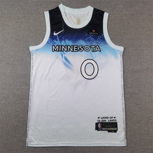 Minnesota Timberwolves #0 Rob Dillingham Timberwolves 0 White City Edition s-xxl Style 2