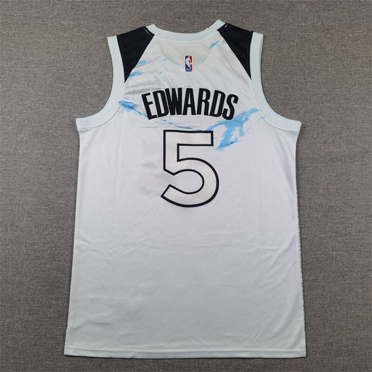 Minnesota Timberwolves #5 Anthony Edwards Timberwolves 5 White City Edition s-xxl Style 1