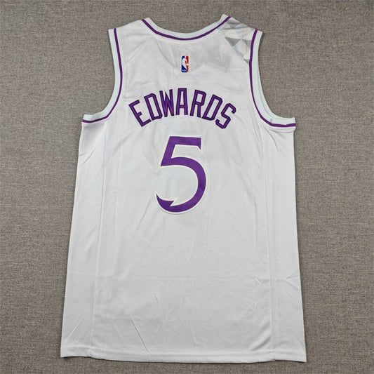 Minnesota Timberwolves #5 Anthony Edwards Timberwolves 5 White Purple s-xxl Style 1