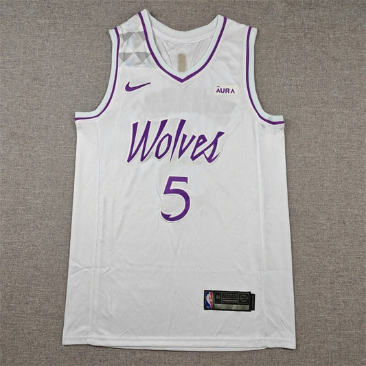 Minnesota Timberwolves #5 Anthony Edwards Timberwolves 5 White Purple s-xxl Style 2
